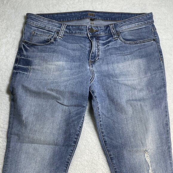Kut From The Kloth Jeans Womens Sz 14 Blue Ankle Skinny Distressed Denim 35x28 - Picture 2 of 13